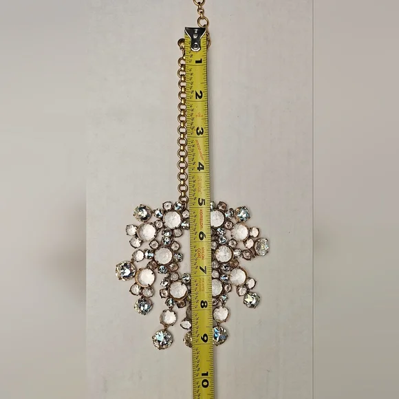 [J. CREW] Gold Crystal Drop Bib Statement Necklace - Picture 11 of 16